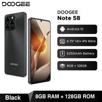 【Brand+】Global Version DOOGEE Note 58 8GB RAM 128GB ROM 6.75" HD+ 90Hz IPS Screen 6250mAh Large battery NFC Android 15