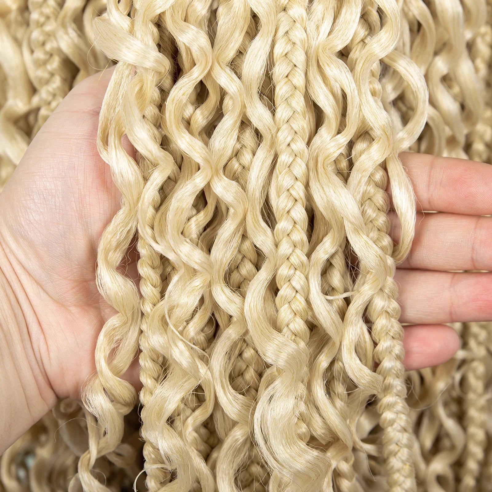 20inch Synthetic Cornrow Braided Wigs Half Braids Half Bohemian Wig 613# for Black Women Knotless Fashion Wig Sytlish