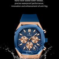 POEDAGAR Business Watch For Men Waterproof Luminous Chronograph Date Man Wristwatch Silicone Strap Quartz Men's Watches Male+Box