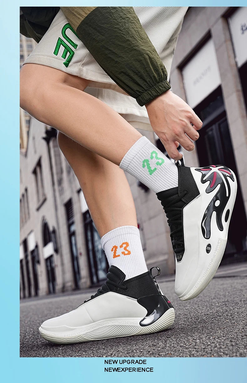 High-quality Men Basketball Shoes for Women Leather Basketball Sneakers Men Outdoor Rubber Anti Slip Sports Training Shoes Male