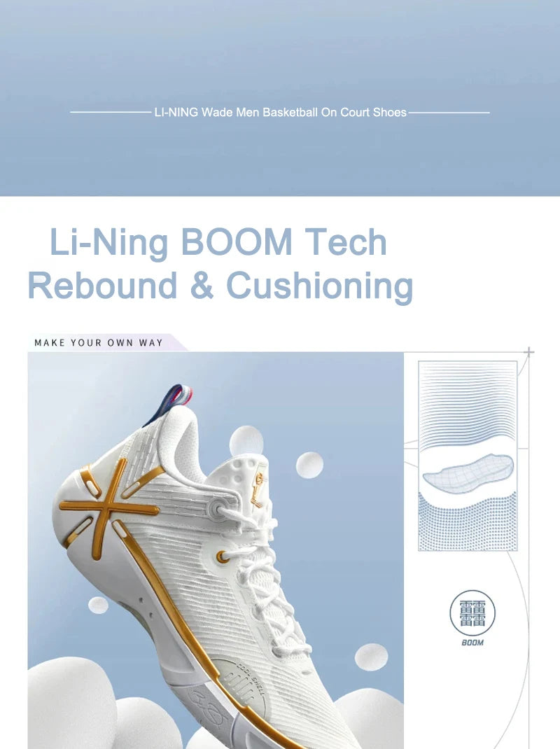 Li-Ning Men's WADE SHADOW 6V2 On Court Basketball Shoes BOOM Cushion Wearable Sport Shoes LiNing Stable Support Sneakers ABPV021