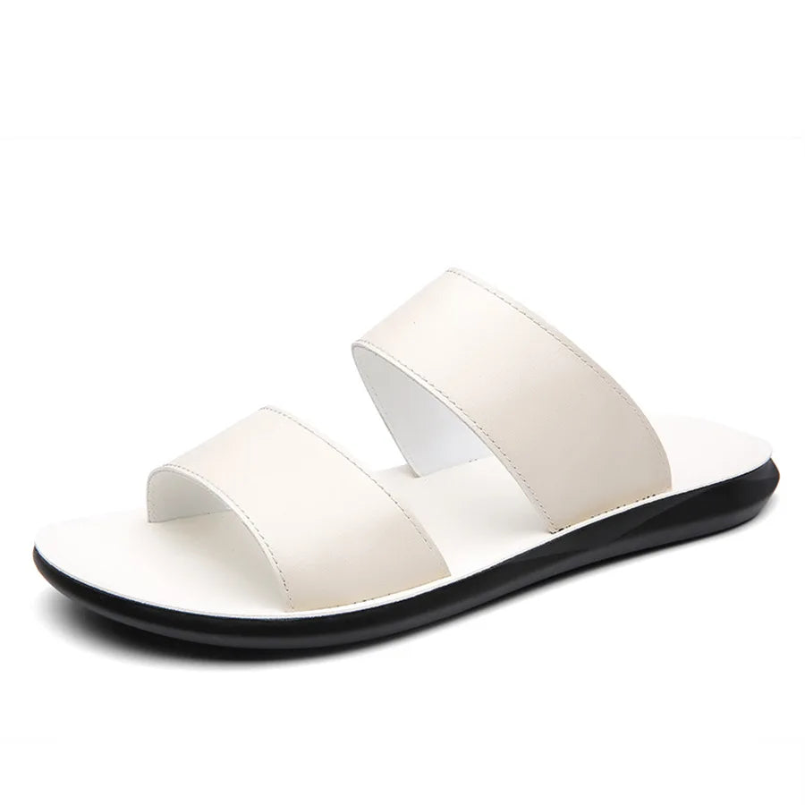 2025 Summer New Men's Slippers Fashion Leather Casual Slipper Outdoor Non Slip Flat Beach Sandals for Men Designer Male Shoes