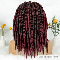 16" Full Lace Twisted Braided Wigs for Black Women Synthetic HD Lace Front Braids Wigs with Baby Hair Natural Lace Braiding Wigs