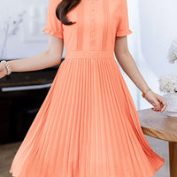 2025 ZANZEA Elegant Women Midi Dresses Summer Office Work Dress Short Sleeve O Neck Party Vestidos Pleated Sundress Robe Femme