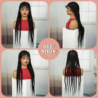 32INCH Cornrow Braided Wigs Synthetic Full Lace Braids Wig with Baby Hair Lace Frontal Knotless Braided Lace Wig for Black Women