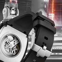 Mark Fairwhale 6014 Brand Rubber Strap Waterproof Luminous Men's Automatic Mechanical Watch Barrel Shape Watches for Men