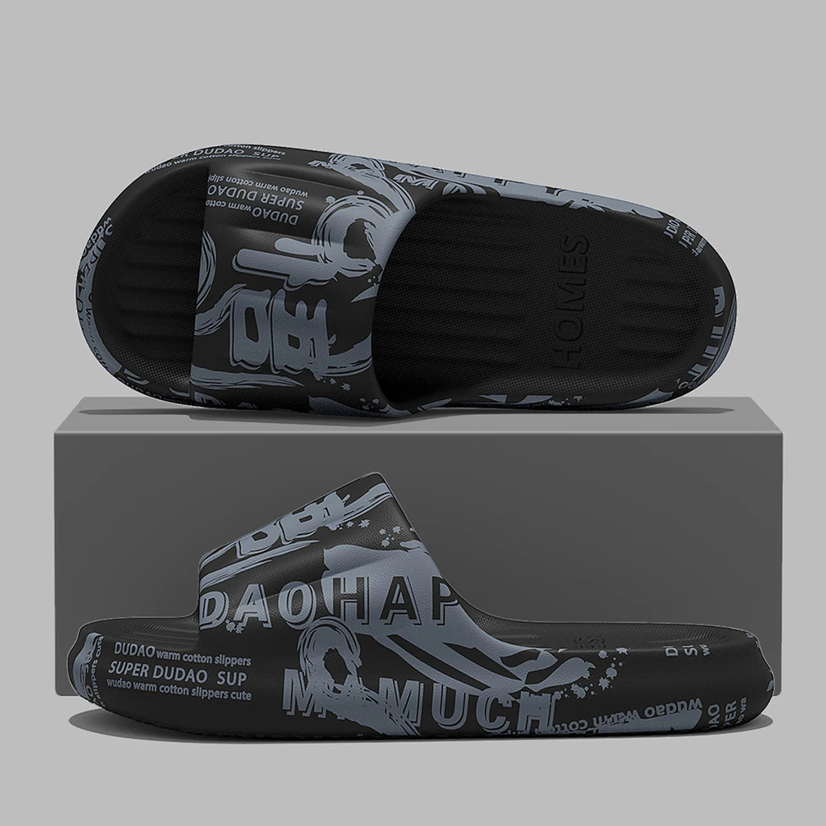 QYCKABY Fashion Printing Mens Slipper Trend Home Slides 2025 New Sandals Anti slip Cosy Soft Shoes Unisex Flip Flops Indoor Flat