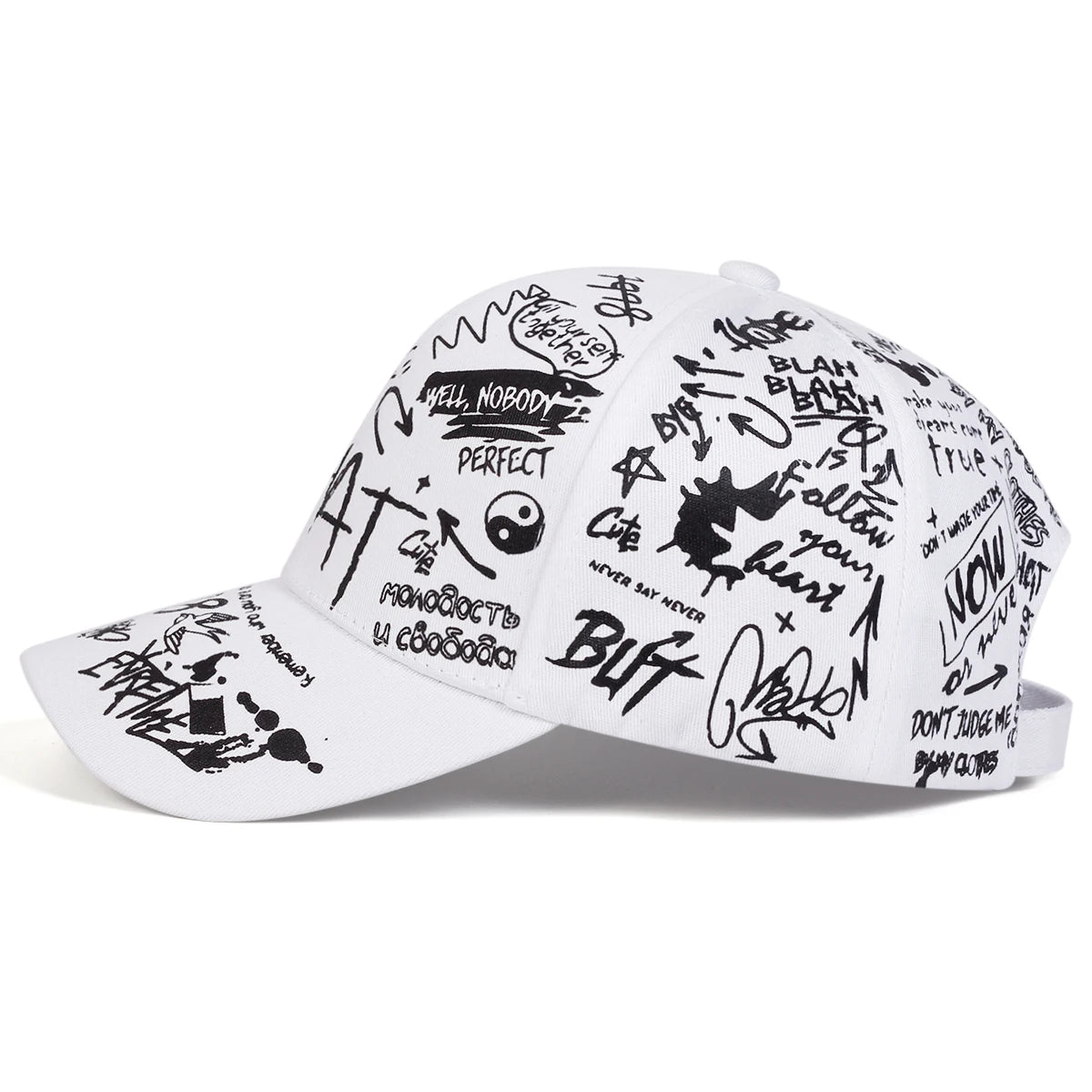 Unisex What Gossip Graffiti Print Baseball Caps Spring Autumn Outdoor Adjustable Casual Hats Sunscreen Hat