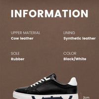 Men Casual Shoes Luxury Brand Leather Flat Shoes Black White Flat Breathable Massage Comfortable Casual Sneakers