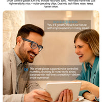 2025 Smart Glasses Men 8MP Camera WiFi Bluetooth Touch Control IP65 Waterproof AI Translation Noise Cancelling AI Glasses Women