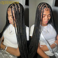 36'' Blonde Synthetic Long Cornrows Box Braided Full Lace Front Wig for Black Women Straight Lace Front Braiding Hair Wig