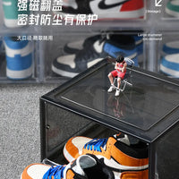 Transparent shoe box, hard box, magnetic storage, acrylic doll bag, hand-held storage box rack, front side opening shoe cabinet