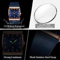 POEDAGAR Luxury Fashion Men Clock Stainless Steel Mesh Date Waterproof Luminous Man Wristwatch Quartz Casual Men's Watches Reloj