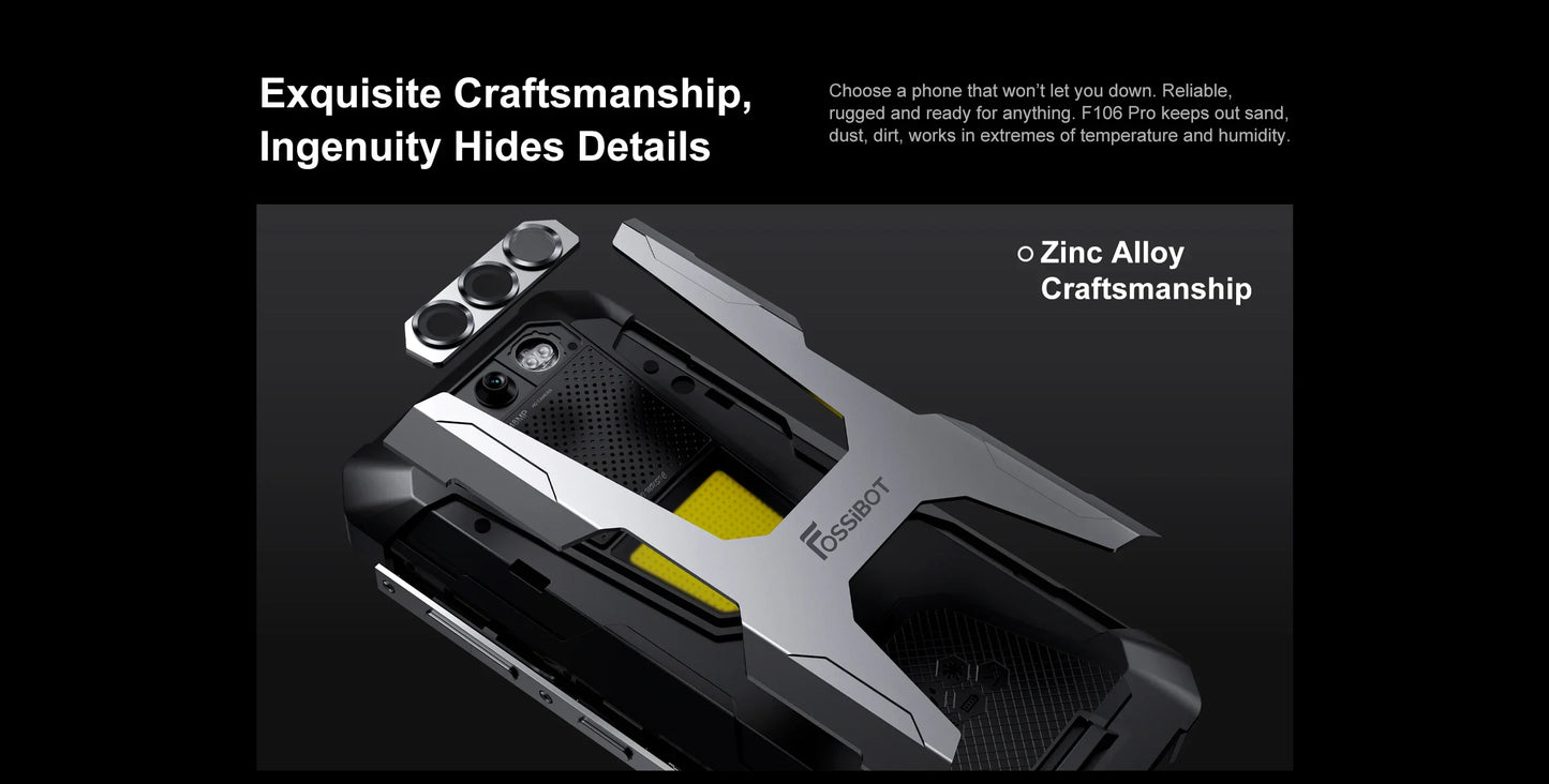FOSSiBOT F106 PRO 4G Rugged Smartphone Android 14 15GB(8+7GB Extended) 256GB ROM 12000mAh 48MP 30W 6.58 Inch FHD+ Cellphone NFC
