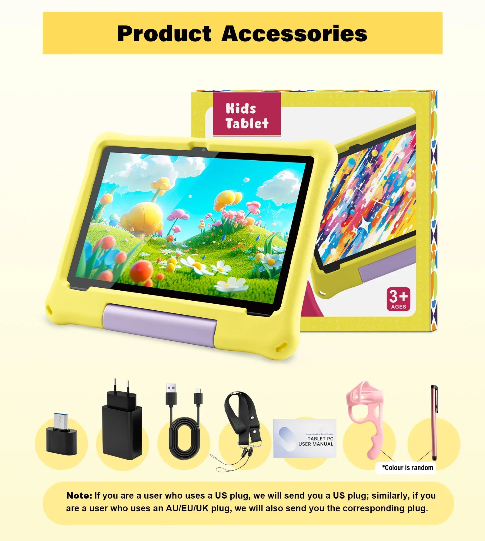 ANRY 10.1 inch Kids Android 15 Tablet 8GB (4+4GB) RAM 64GB ROM 5000Mah Octa-core 5G Wifi Children's Learning Educational Tablets