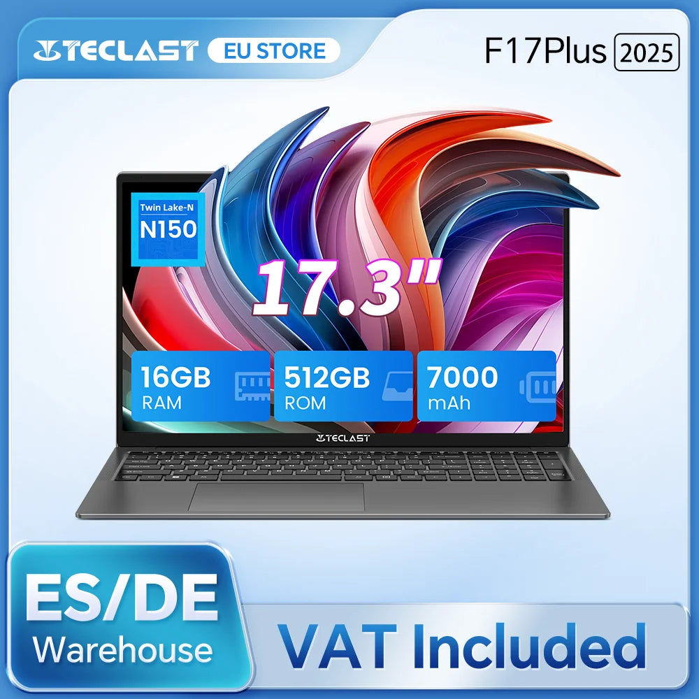 Teclast F17Plus 17.3 inch Laptop Intel N150 16GB RAM 512GB SSD Windows 11 Notebook 180° Flip Computer Backlit Keyboard mini-HDMI
