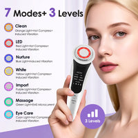 7 in 1 EMS Facial Massager with LED Light Vibration Hot Compress Skin Care Face Beauty Instrument Lifting Device Skincare