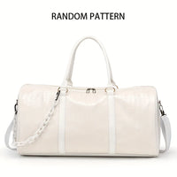 Large Capacity Retro Crocodile-Textured Duffel Bag with Adjustable Shoulder Strap, Stylish Gym,  Weekender & Overnight Bag