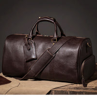 LUOKIR High Quality Men's Travel Bag Genuine Leather Luxury Luggage Bag Women's Weekend Duffle Bag Vintage Business Handbag