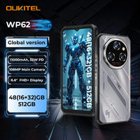 Oukitel WP62 5G Rugged Smartphone 48GB(16+32) +512GB, 6.6" FHD+ 108MP Camera Mobile Phone, 11000mAh 33W, Android 15 Cellphone