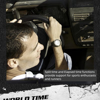 NORTH EDGE Mars3 Men's Military Watch Digital Carbon Fiber Case For Man Waterproof 50M Sports Watches World Time