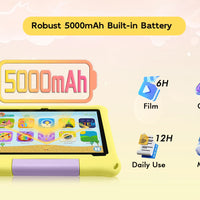 ANRY 10.1 inch Kids Android 15 Tablet 8GB (4+4GB) RAM 64GB ROM 5000Mah Octa-core 5G Wifi Children's Learning Educational Tablets