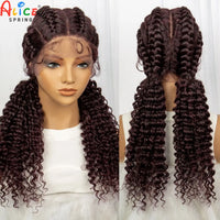 22inch Cornrow Braided Wigs Synthetic Lace Front Braids Wigs with Baby Hair 2 Curly Ponytail Braided Wigs for Black Women