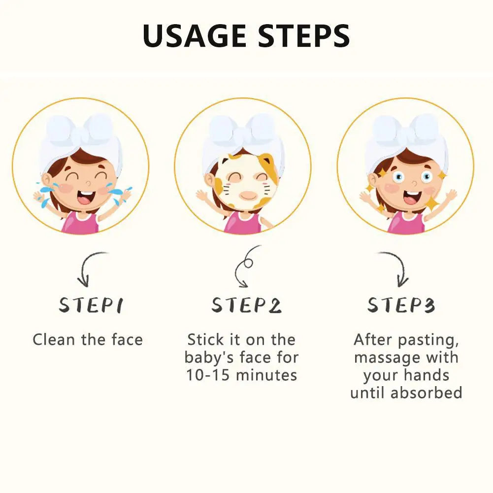 1/5pcs Cartoon Facial Mask For Children Deep Hydrating Sheet Mask Moisturizing Skincare Tiger Rabbit Face Mask Skin Care