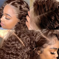 250 Density Invisi Strap 360 Full Hd Lace Frontal Human Hair Wigs Chocolate Brown Deep Wave 360 Glueless Wig Human Hair