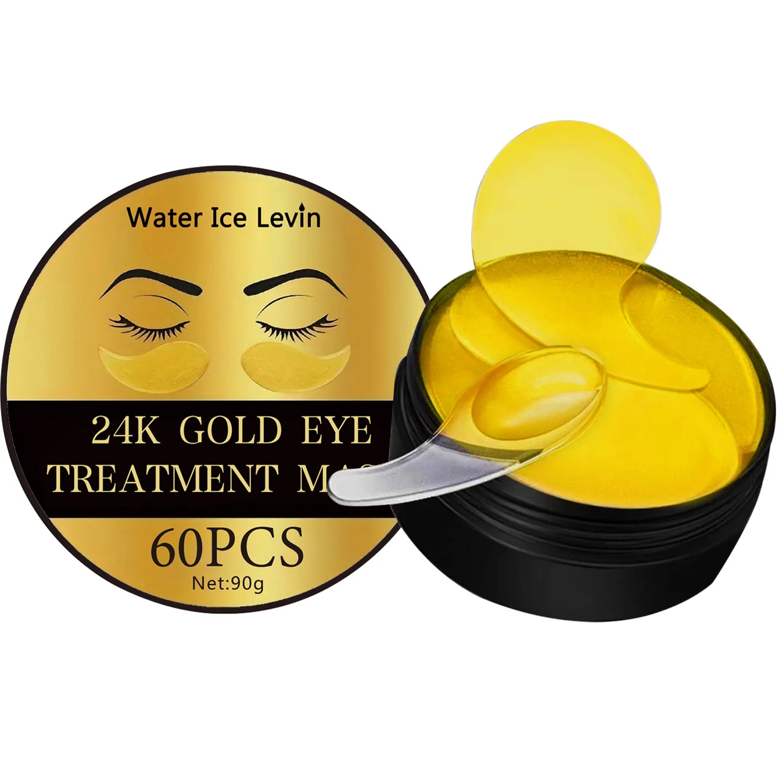60Pcs 24K Gold Moisturizing Eye Mask Relieves Eye Fatigue and Nourishes Eye Circles Collagen Crystal Eye Mask