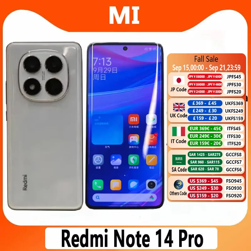 Original Xiaomi Redmi Note 14 Pro 5G MTK Dimensity 7300 Ultra 50MP OIS Camera 5500mAh 6.67" 120Hz Display Smartphone CN Version