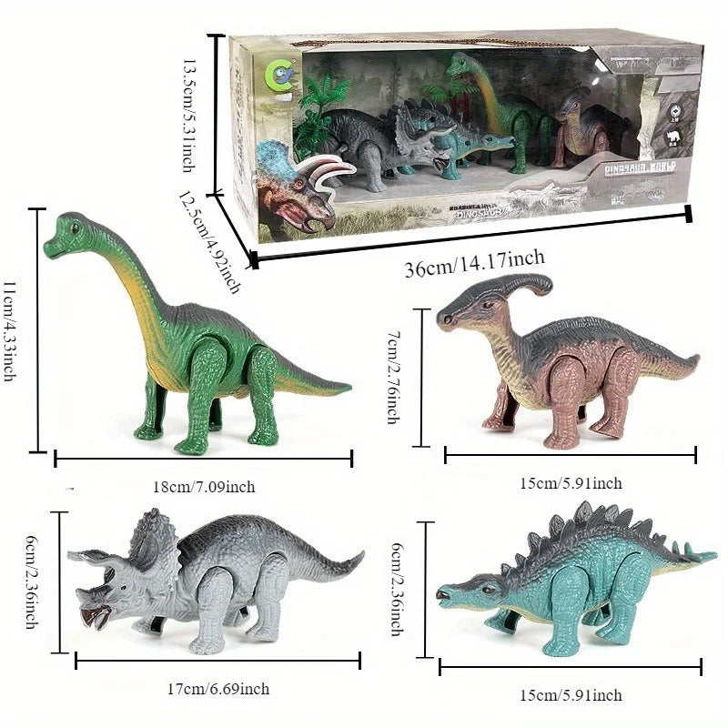 A Gift Set Of Dinosaur Toys, Running Mechanical Animal Toy That Walks Automatically When Wound Up. Birthday Gift For Children.