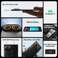 IIIF150 Air3S Rugged Smartphone Phone 6.6" 16GB(4+12) 128GB 16MP Camera Telephone Portable 5500mAh Android 14 NFC Call Phone