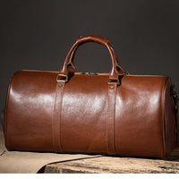 LUOKIR High Quality Men's Travel Bag Genuine Leather Luxury Luggage Bag Women's Weekend Duffle Bag Vintage Business Handbag