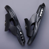 Luxury Men's Genuine Leather Sandals Classic Roman Men Shoes Slippers Soft Comfortable Men Non-slip Walking Slippers Footwea