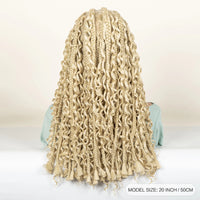 20inch Synthetic Cornrow Braided Wigs Half Braids Half Bohemian Wig 613# for Black Women Knotless Fashion Wig Sytlish