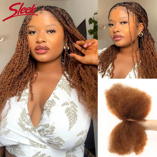 Afro Kinky Bulk Hair for Braiding Hair Extensions – Sleek Lightweight, Natural Colors for African Braids & Casual Wear QVR
