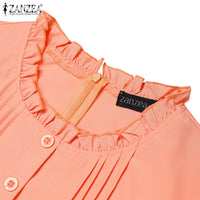 2025 ZANZEA Elegant Women Midi Dresses Summer Office Work Dress Short Sleeve O Neck Party Vestidos Pleated Sundress Robe Femme