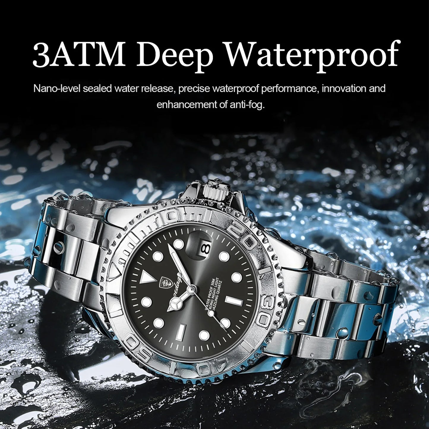 POEDAGAR Business Luxury Man Watch Luminous Waterproof Date Stainless Steel Men Watch High Quality Military Men's Quartz Watches