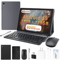 ANRY 10.95 Inch Tablet Android 15 HD Display 12GB RAM 128 ROM Fast Charging 8000mAh 5G WiFi Octa-Code Android Tablets with Case