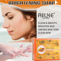 AILKE Skin Whitening Handmade Soap -Organic Papaya Soap For Black Spots, Clean Stains, Improves Dull Skin, Face & Body & Hands
