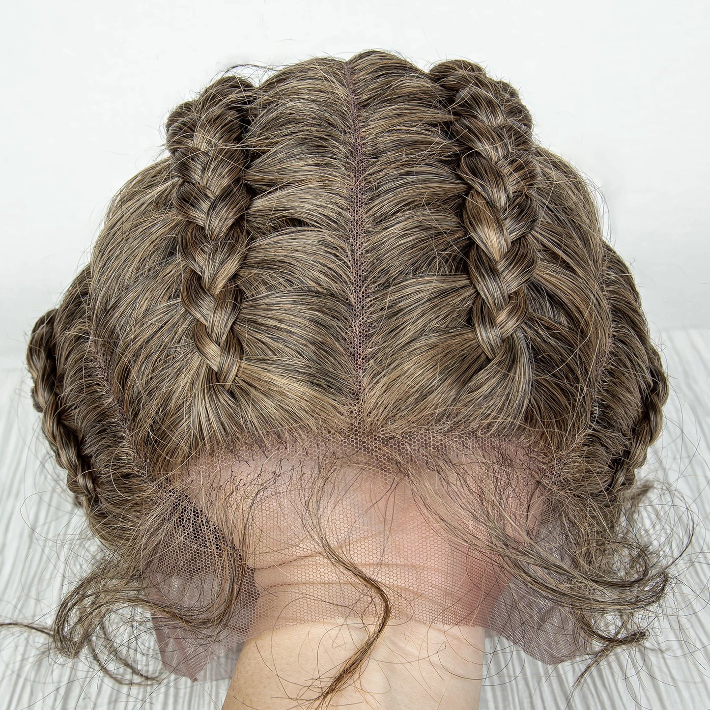 22inch Cornrow Braided Wigs Synthetic Lace Front Braids Wigs with Baby Hair 2 Curly Ponytail Braided Wigs for Black Women