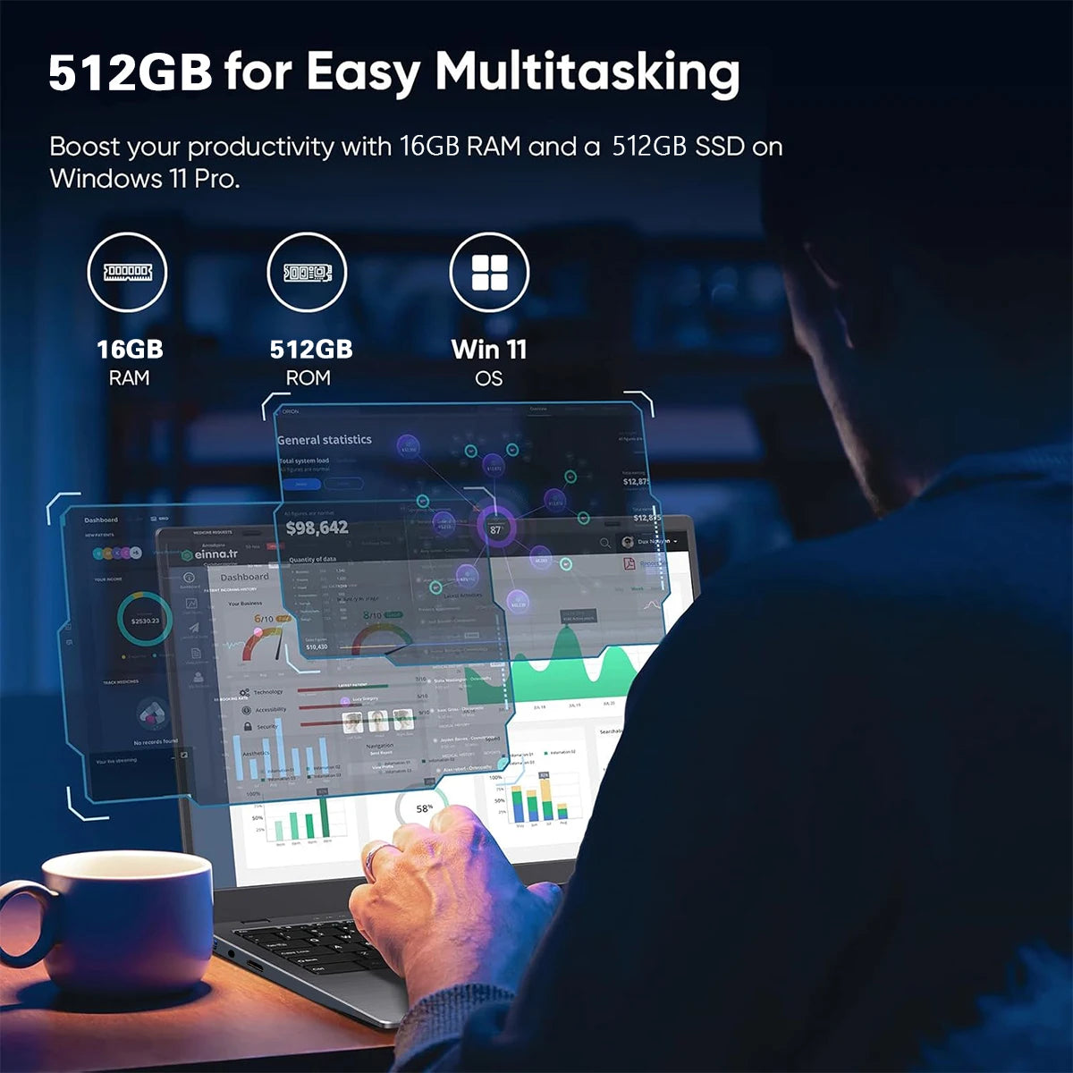 ACEKAMAS 15.6" Portable Laptop Computer Intel Core i7 6500U i3 6100U Windows 11 Pro 16GB DDR4 1TB SSD Notebook PC Gaming Laptops