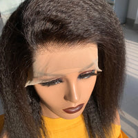 13x4 Transparent Lace Front Brazilian Human Hair Wig Sale Kinky Straight 180% Lace Frontal Yaki Human Hair Wigs Short Lace Wig