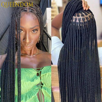 36'' Blonde Synthetic Long Cornrows Box Braided Full Lace Front Wig for Black Women Straight Lace Front Braiding Hair Wig