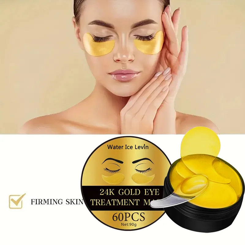 60Pcs 24K Gold Moisturizing Eye Mask Relieves Eye Fatigue and Nourishes Eye Circles Collagen Crystal Eye Mask