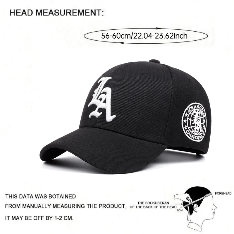 2025 New LA Letter Side Earth Embroidery Women's Fashion Baseball Hat Casual Hat Men's Outdoor Sports Sunshade Hat Hip Hop Hat