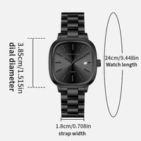Japanese Movement Square Fashion Stainless Steel Strap Original Business Style Silver Black Waterproof 3Bar Quartz Watch for Men