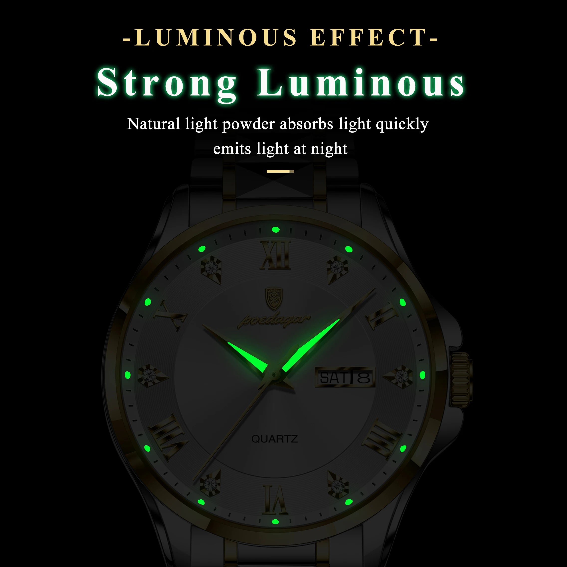 POEDAGAR Luxury Casual Man Watch Waterproof Luminous Date Week Quartz Men's Watches Stainless Steel Fashion Sport Men Wristwatch