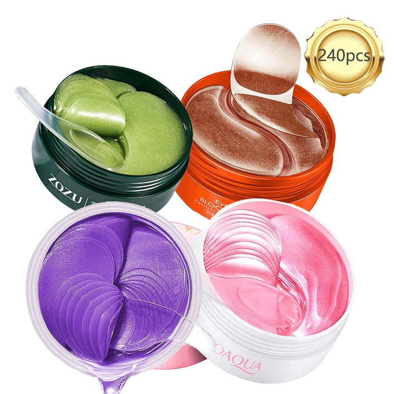 240pcs=120pairs Eye patches Hyaluron Acid & Gold & Seaweed & Black Pearl Hydrating Moisturizing Crystal Collagen Gel Eye Mask